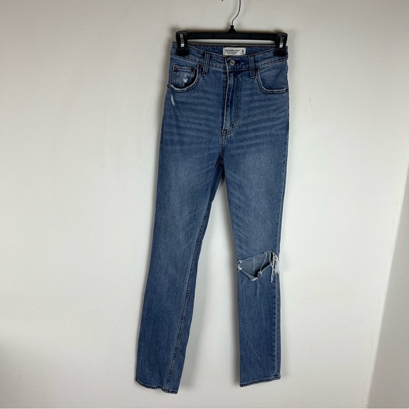 Abercrombie & Fitch 90s Slim Straight High Rise Jeans Size 24 / 00 Medium Wash - Picture 3 of 7